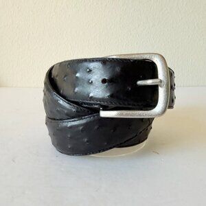 NEW Rod Patrick Mens Western Belt Black Full Quill Ostrich 1.5" Straight Size 44